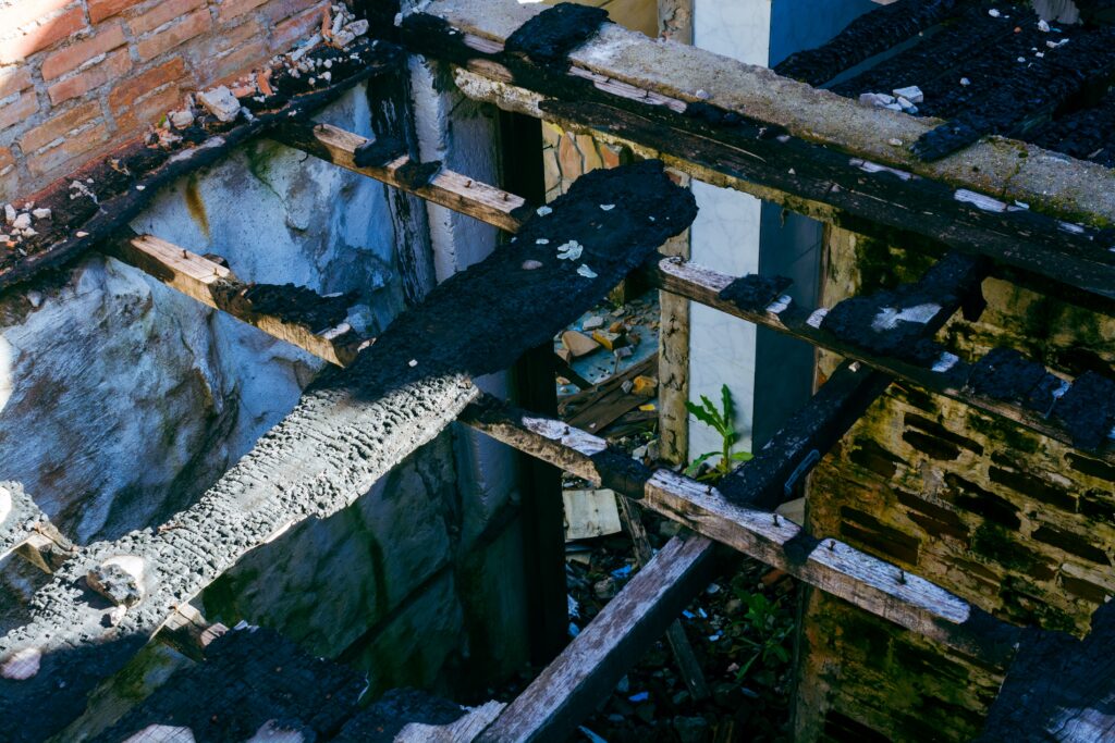 Shot of fire damage at site